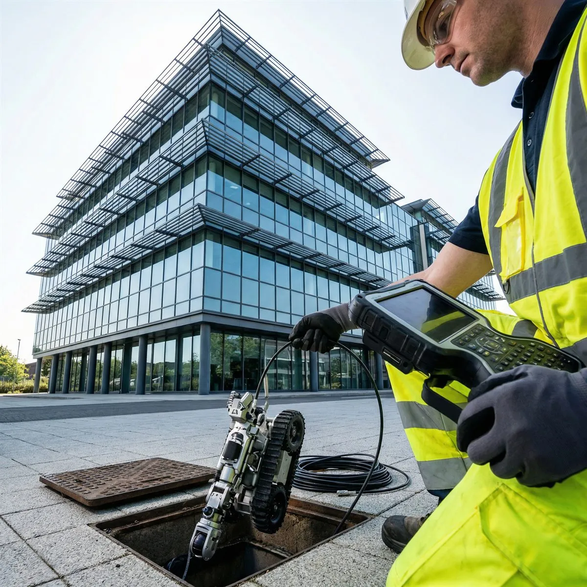 Drain access point inspection near a property before building work or purchase.
